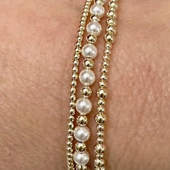 14K Gold Filled 2.5mm Gold Filled & 4mm Pearl Bead Bracelet