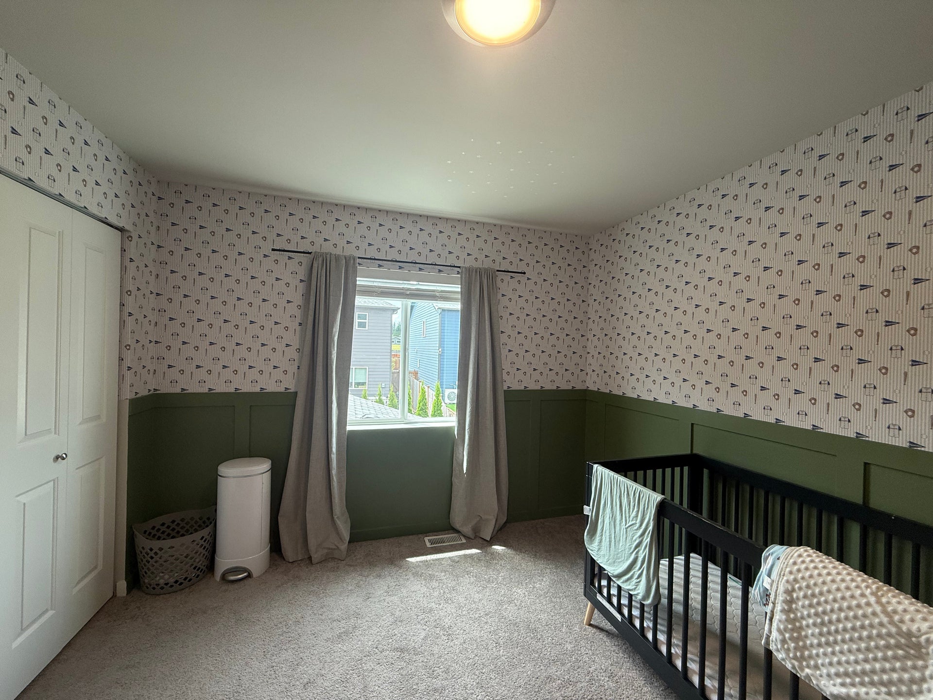 Blue Baseball Peel and Stick Wallpaper for Kids Nursery Decor