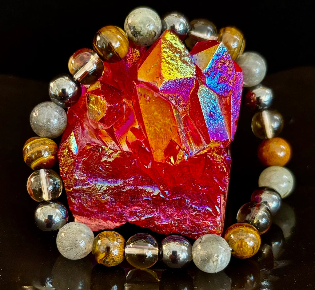 Tiger's Eye, Labradorite, Hematite, Smoky Quartz Protection Bracelet – Strength, Clarity & Grounding