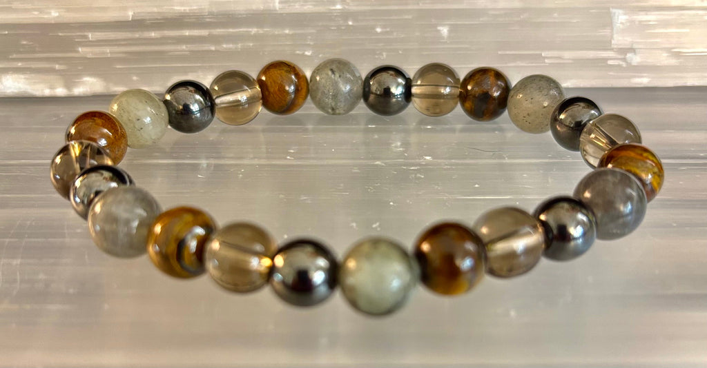 Tiger's Eye, Labradorite, Hematite, Smoky Quartz Protection Bracelet – Strength, Clarity & Grounding