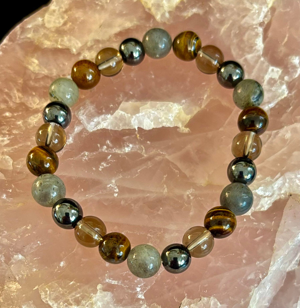 Tiger's Eye, Labradorite, Hematite, Smoky Quartz Protection Bracelet – Strength, Clarity & Grounding