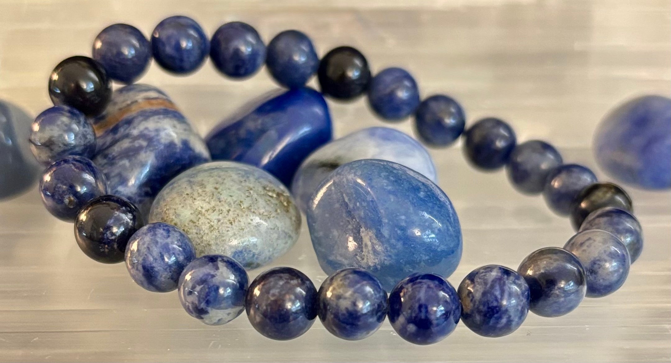 Sodalite Gemstone Bracelet – Intuition, Truth & Emotional Balance (Small to Large Wrist Size Options)