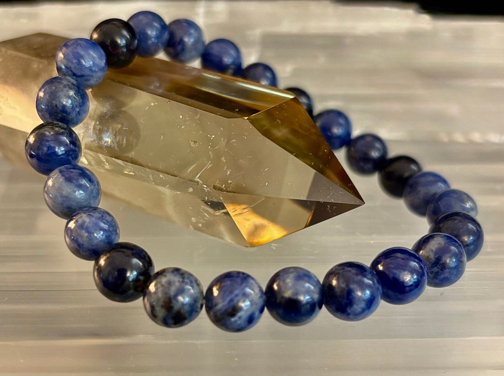 Sodalite Gemstone Bracelet – Intuition, Truth & Emotional Balance (Small to Large Wrist Size Options)