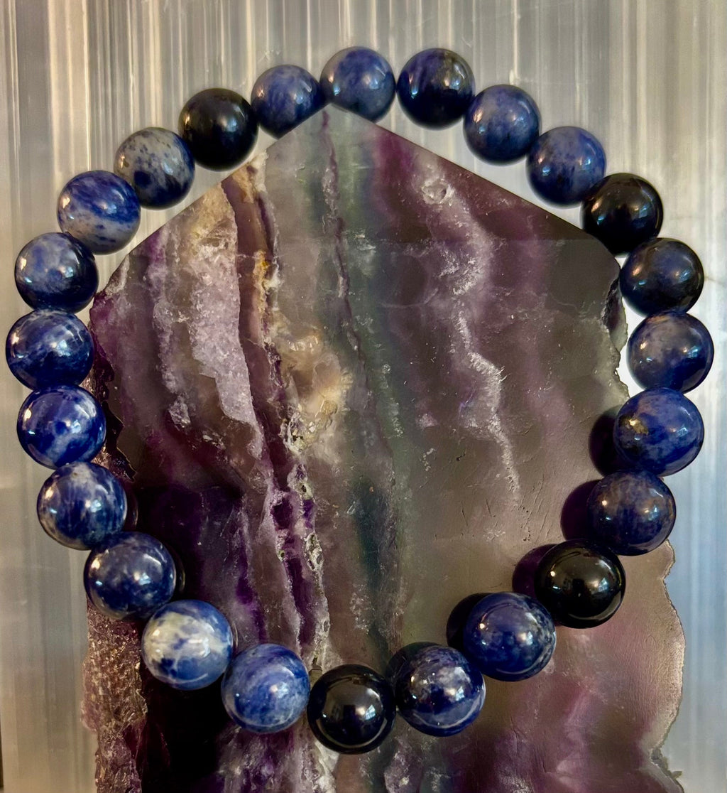 Sodalite Gemstone Bracelet – Intuition, Truth & Emotional Balance (Small to Large Wrist Size Options)