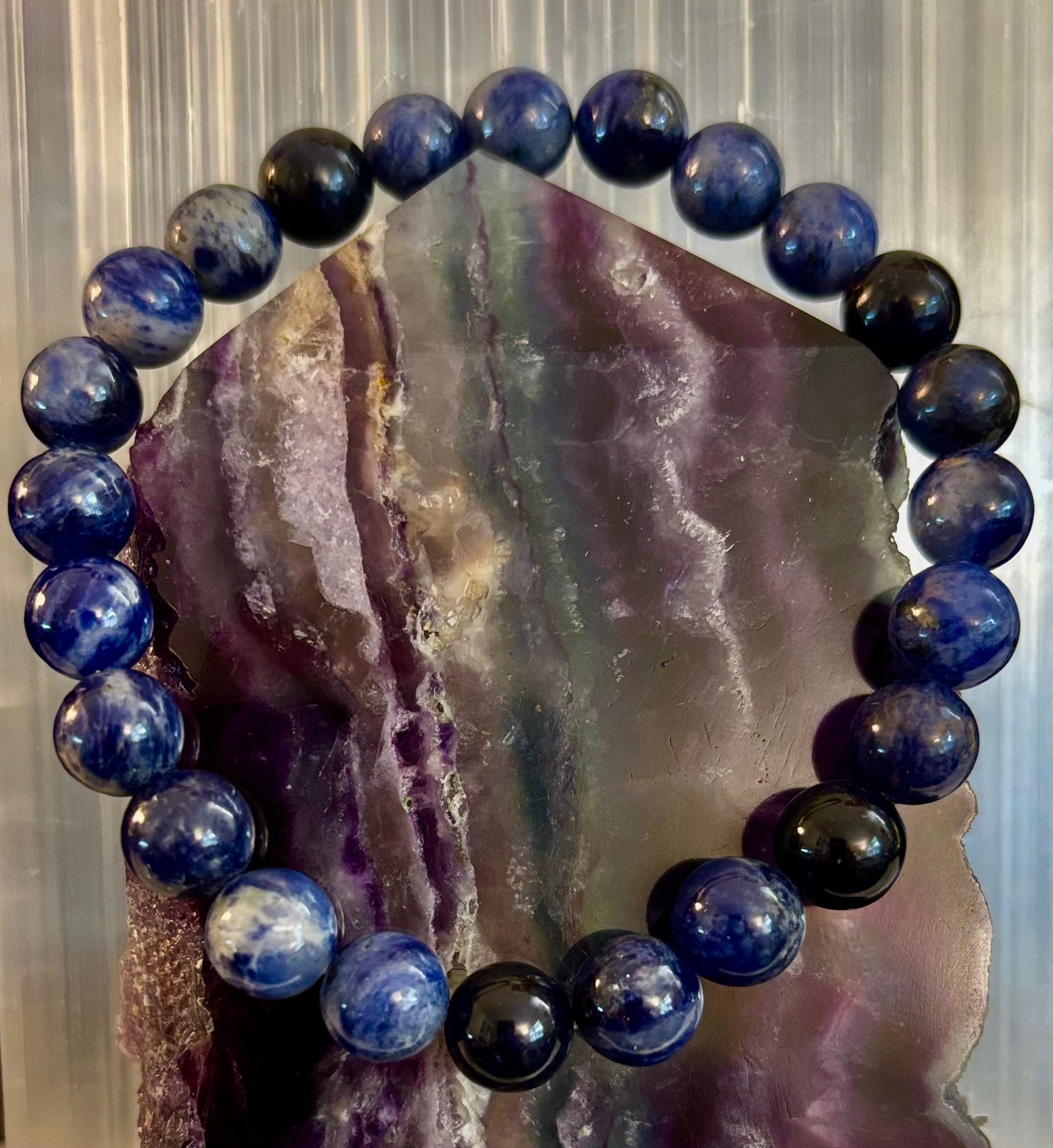 Sodalite Gemstone Bracelet – Intuition, Truth & Emotional Balance (Small to Large Wrist Size Options)