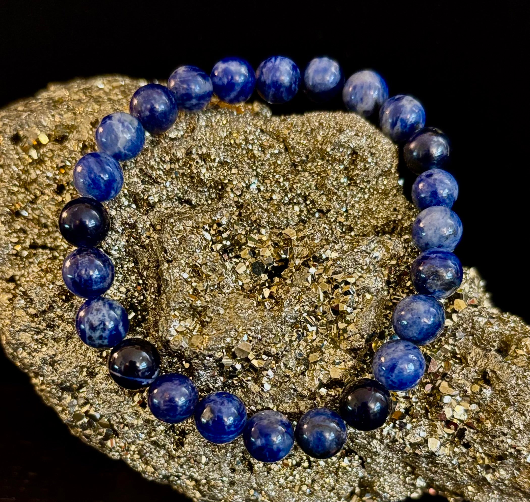 Sodalite Gemstone Bracelet – Intuition, Truth & Emotional Balance (Small to Large Wrist Size Options)