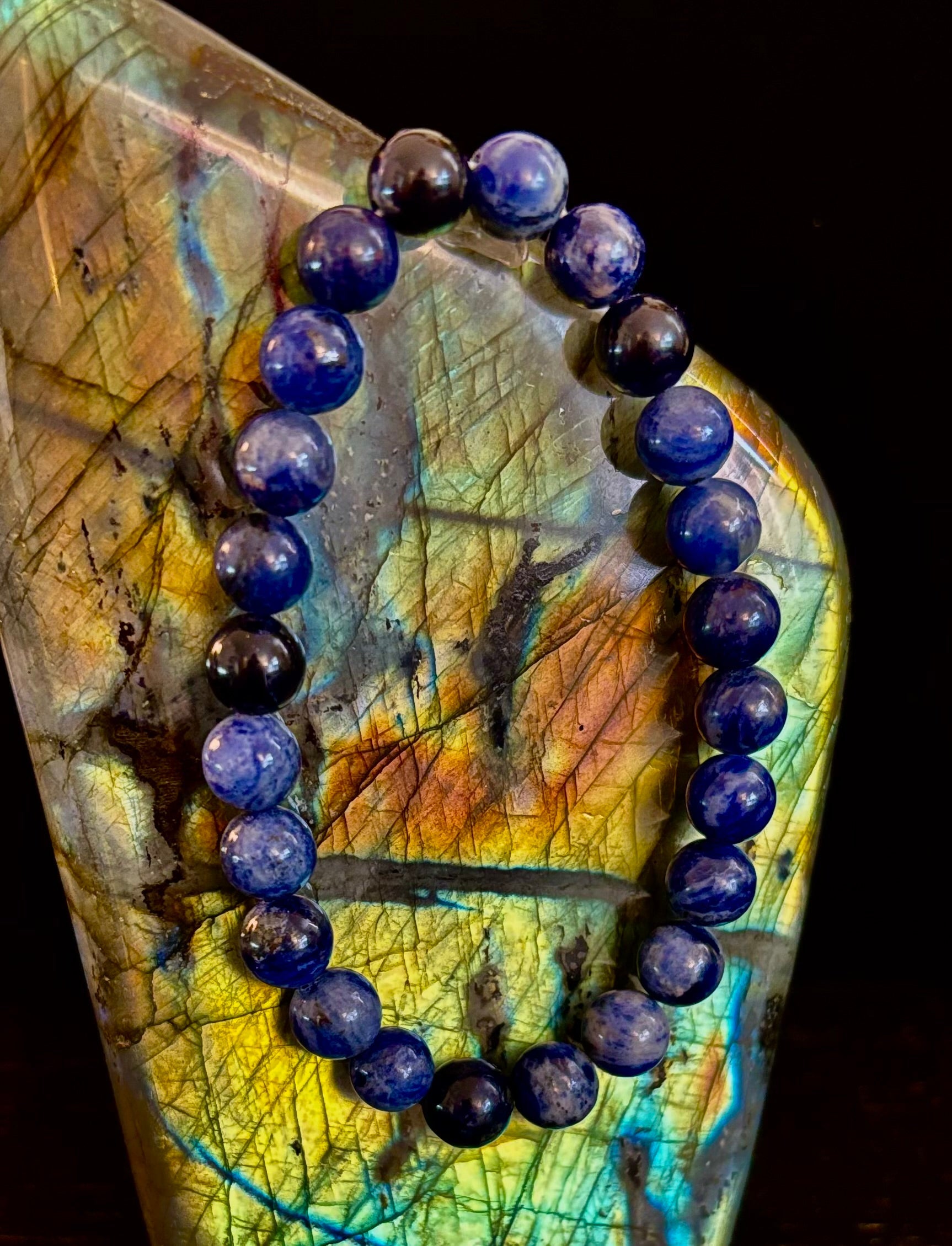 Sodalite Gemstone Bracelet – Intuition, Truth & Emotional Balance (Small to Large Wrist Size Options)