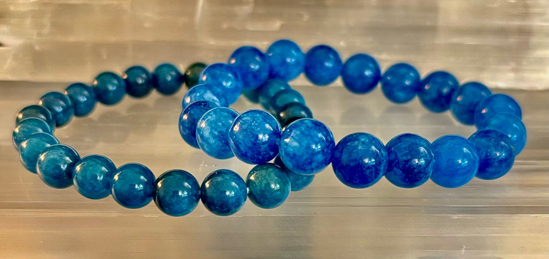 Blue Apatite Energy Bracelet | 8mm or 10mm Natural Stone Beads for Clarity, Focus & Motivation