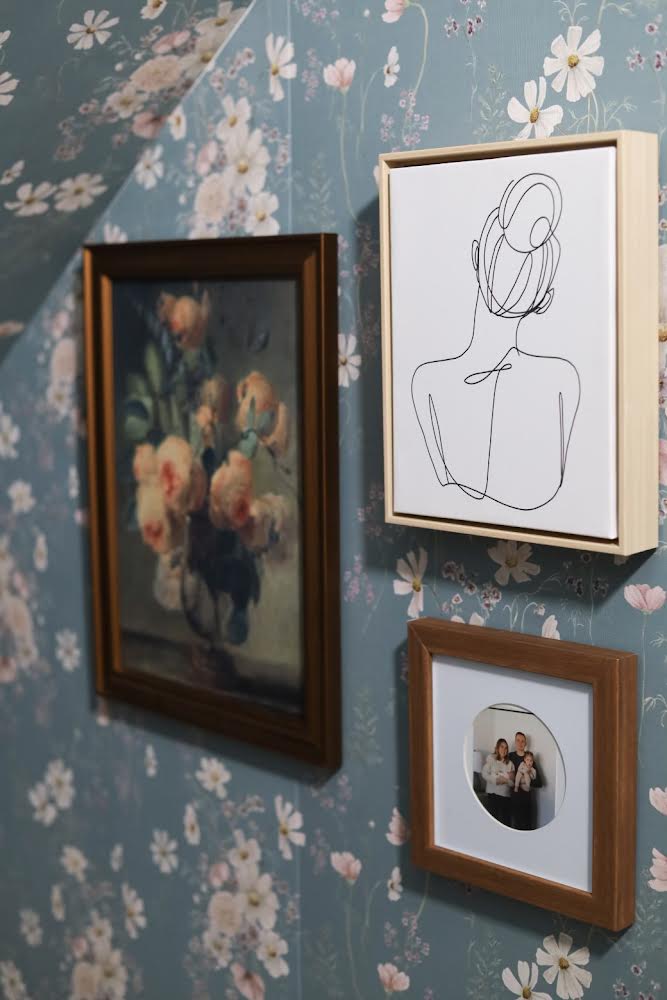 Liesl Floral Removable Wallpaper in Dusty Blue and Pale Pink