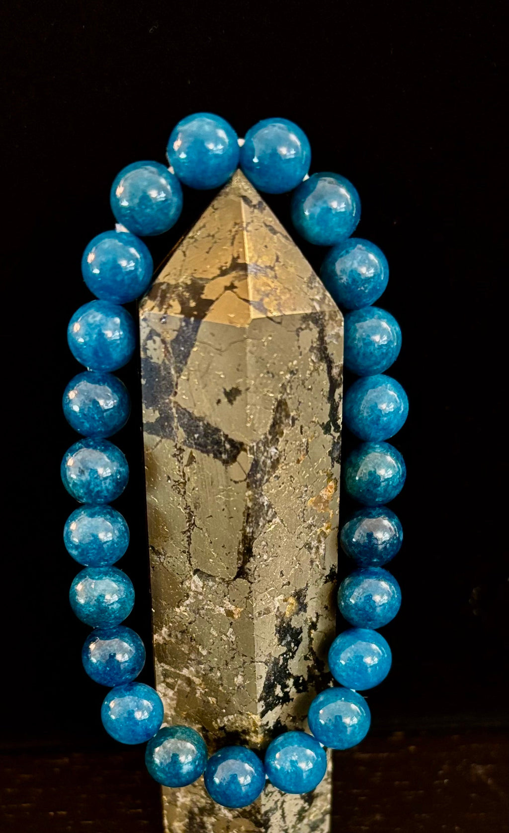💎 Blue Apatite Energy Bracelet | 8mm or 10mm Natural Stone Beads for Clarity, Focus & Motivation