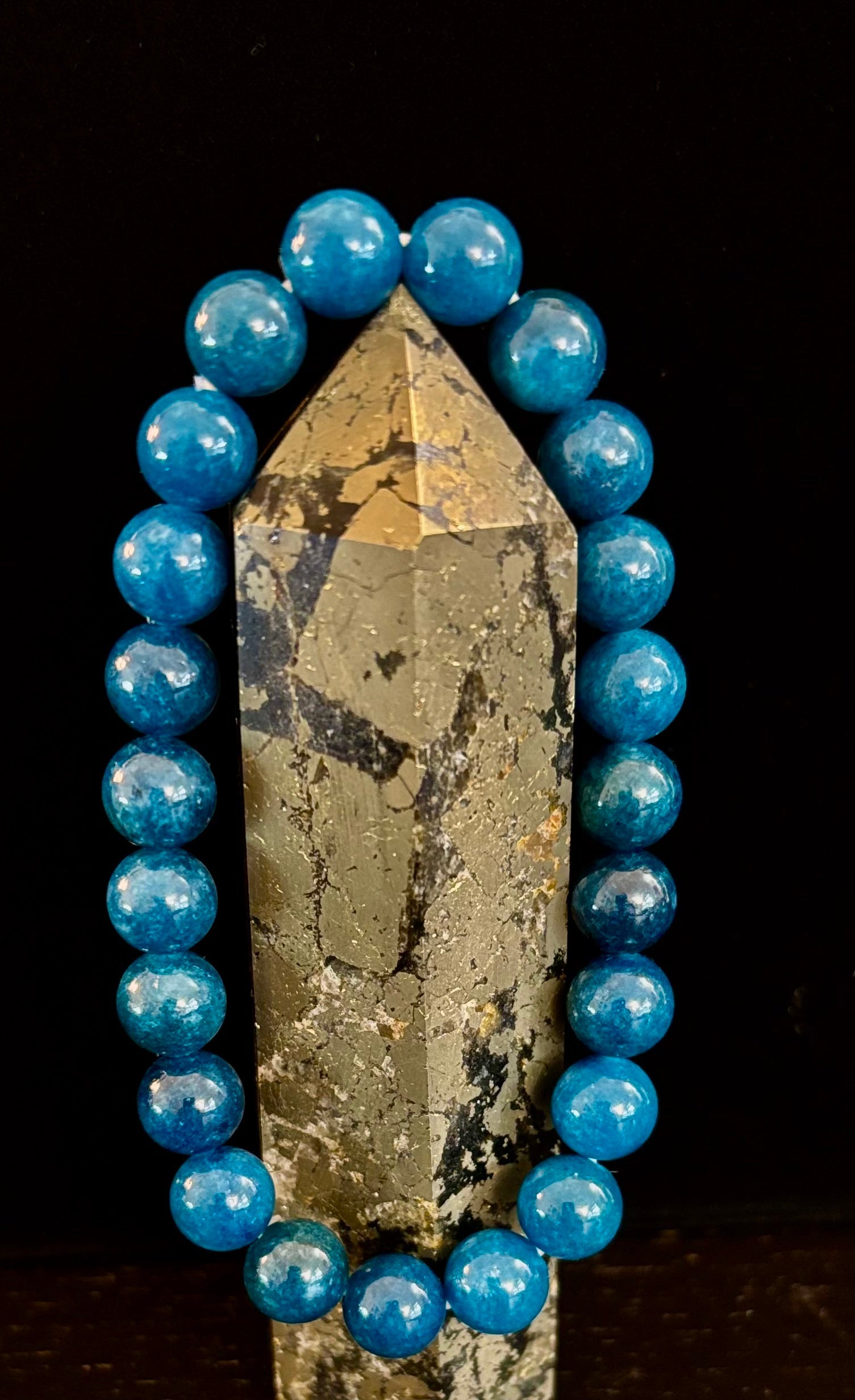 Blue Apatite Energy Bracelet | 8mm or 10mm Natural Stone Beads for Clarity, Focus & Motivation