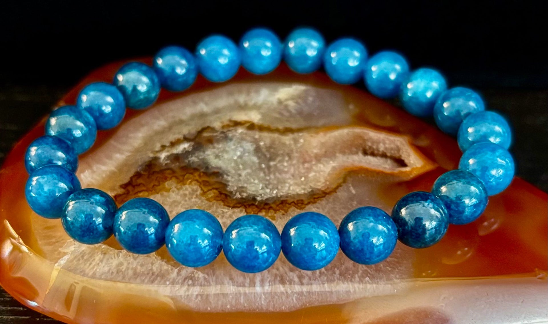 Blue Apatite Energy Bracelet | 8mm or 10mm Natural Stone Beads for Clarity, Focus & Motivation
