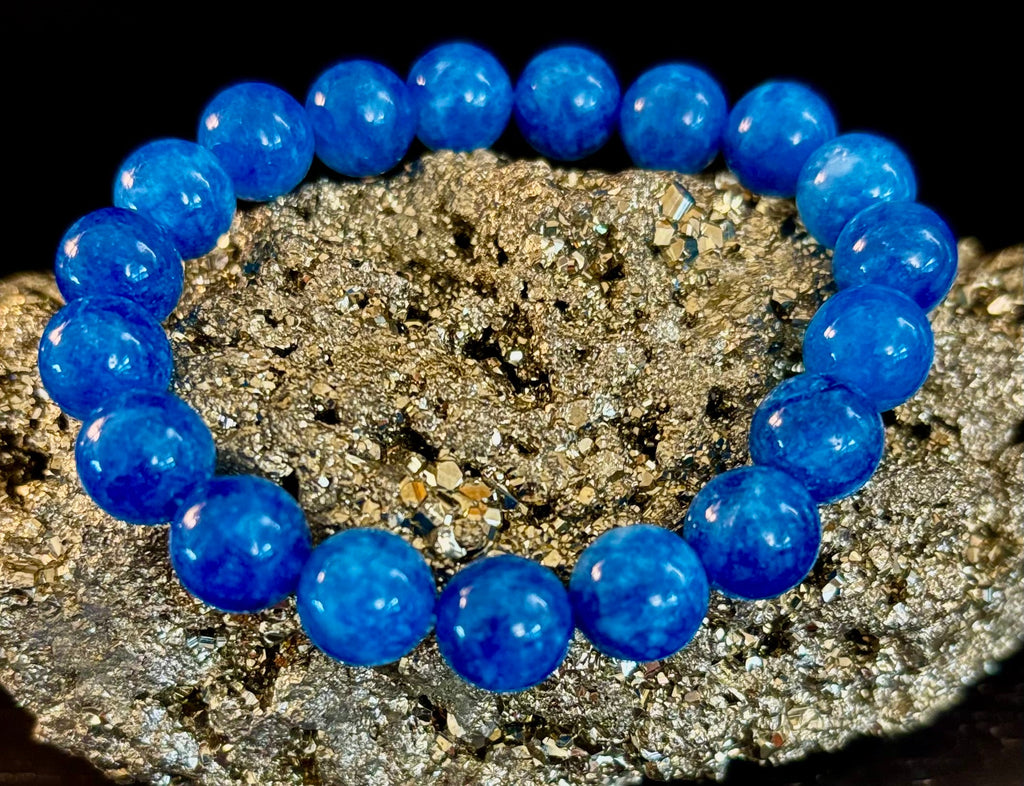 Blue Apatite Energy Bracelet | 8mm or 10mm Natural Stone Beads for Clarity, Focus & Motivation
