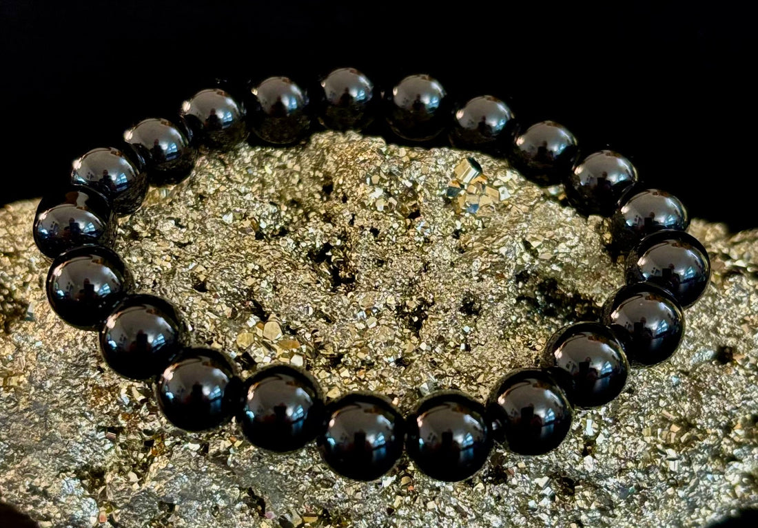 Reiki Infused Natural Shungite Bead Bracelet – 8mm Beads (Small and Medium Wrists)