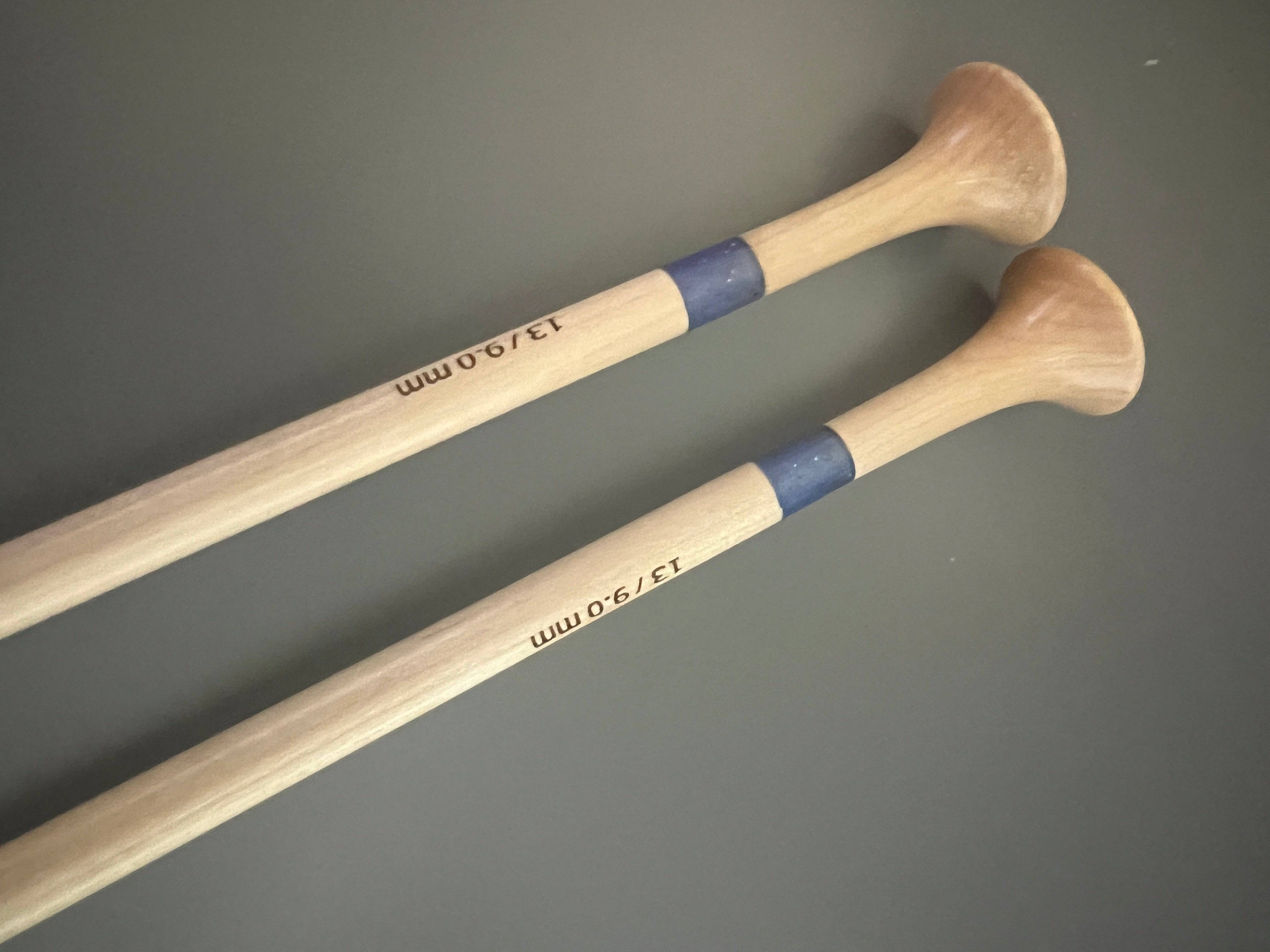 Purple Glitter Resin & Maple Wood Knitting Needles 12 Inch Set