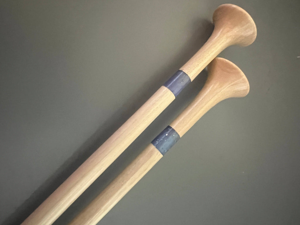 Purple Glitter Resin & Maple Wood Knitting Needles 12 Inch Set