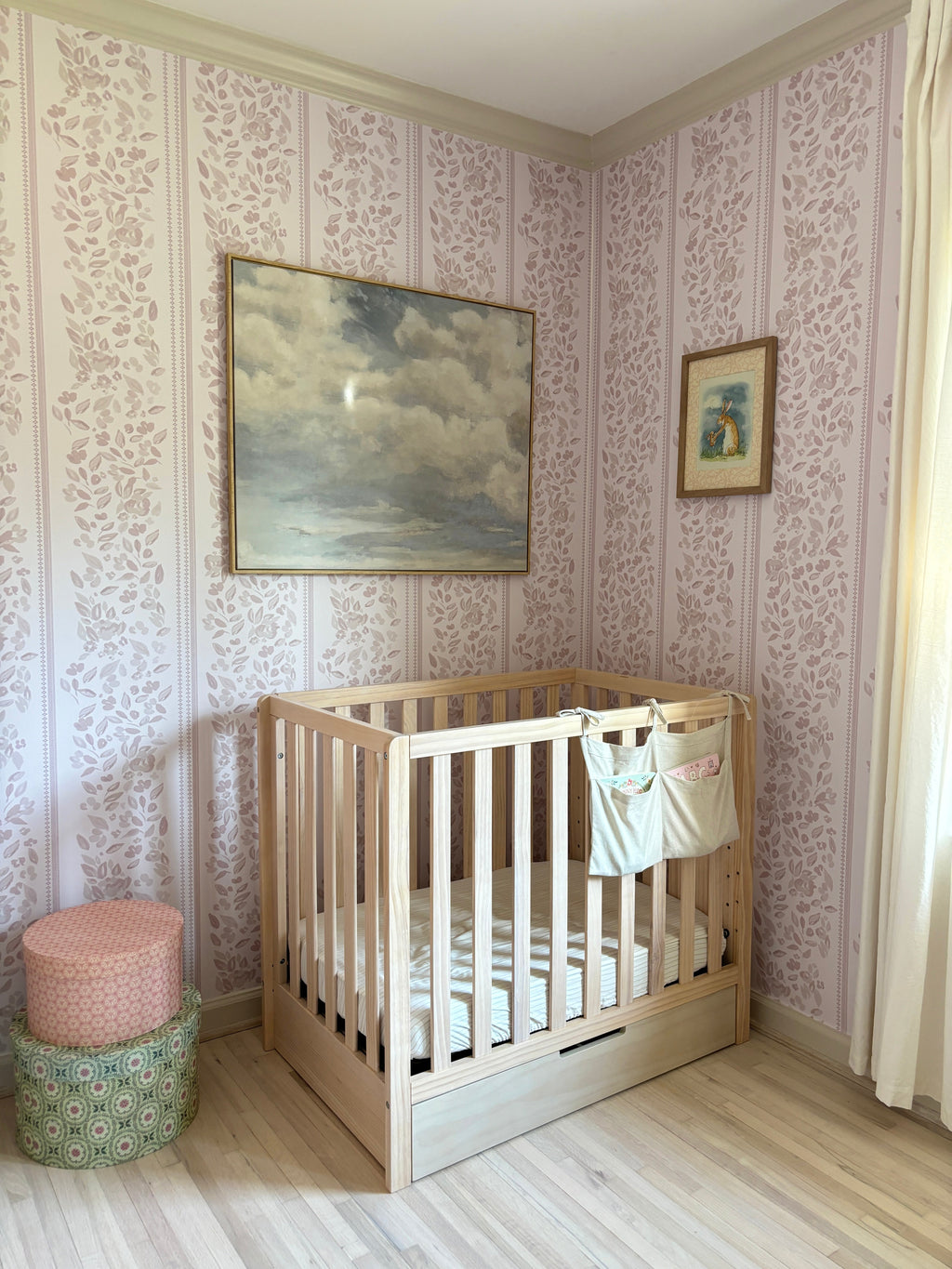 Bridget Floral Removable Wallpaper in Dusty-Rose & Pale-Blue