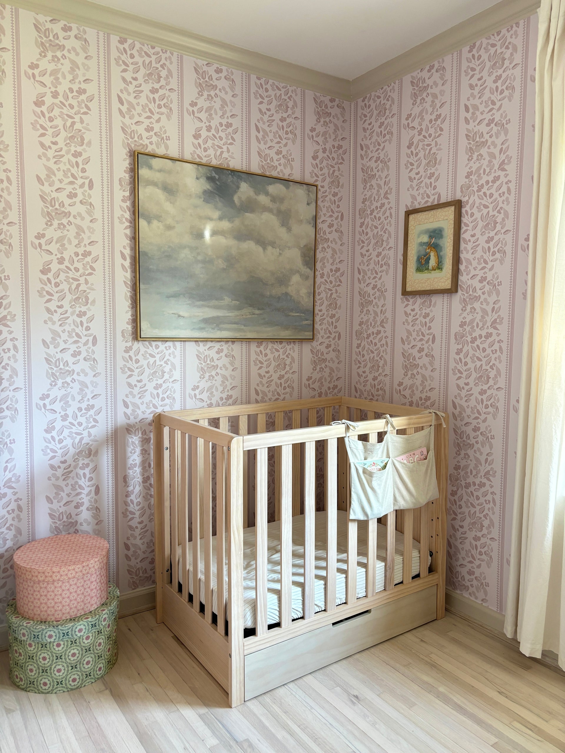 Bridget Floral Removable Wallpaper in Dusty-Rose & Pale-Blue