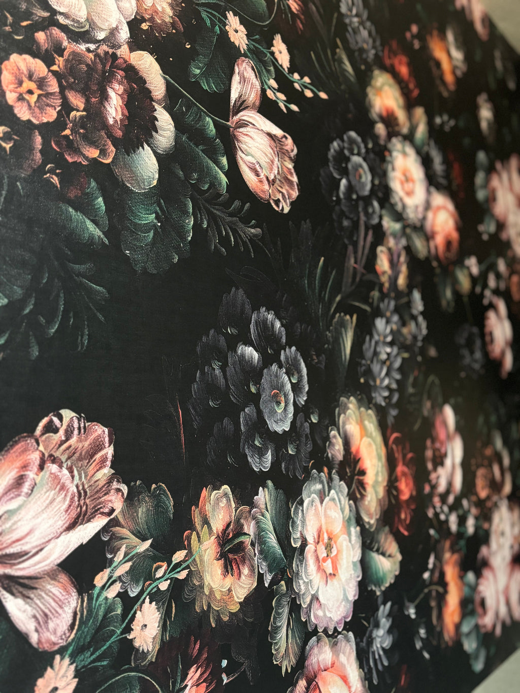 Eilish Floral Removable Wallpaper in Black, Dusty-Rose & Green