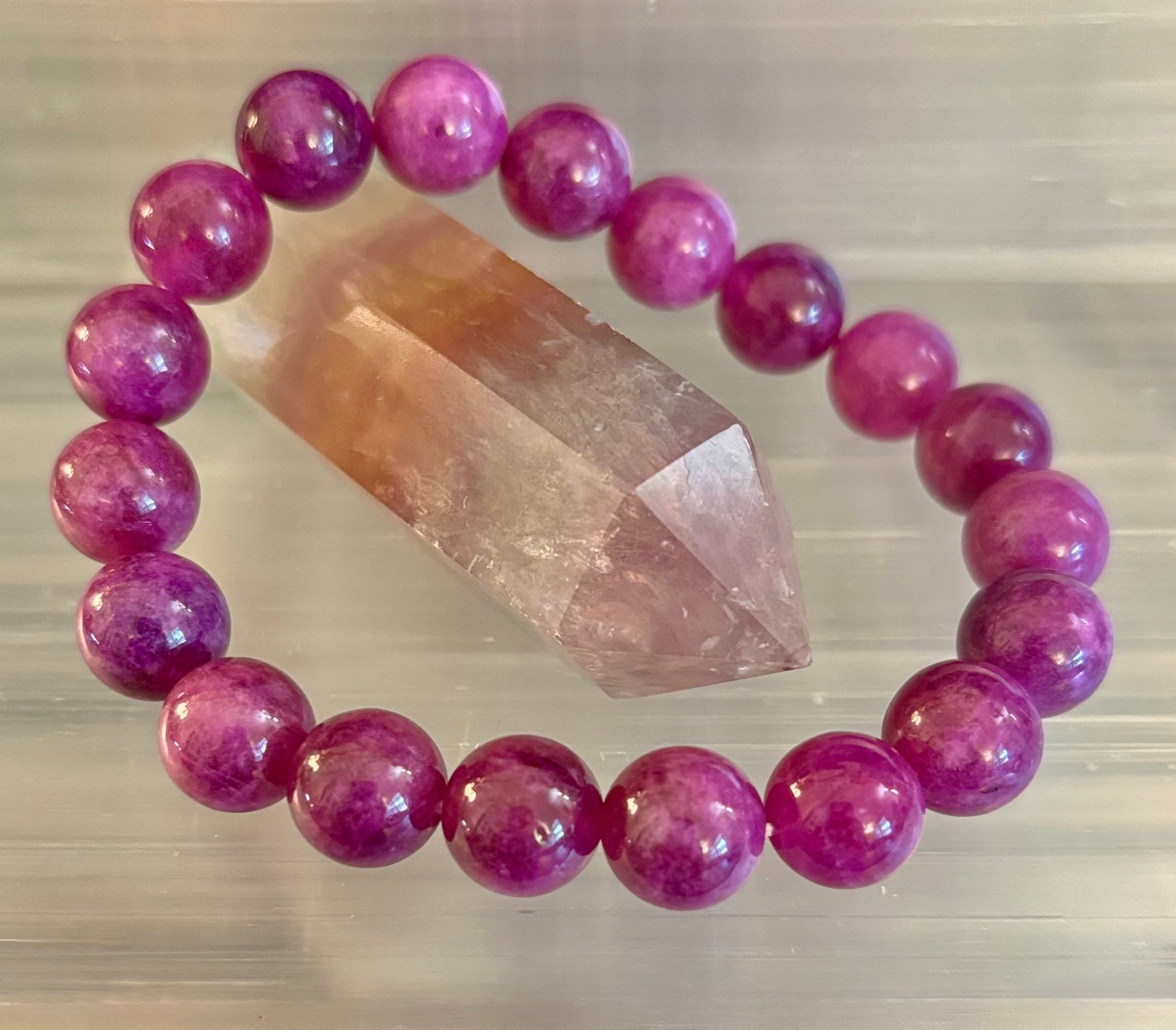 Natural Spodumene (Kunzite) 10mm Reiki-Infused Love & Emotional Healing Bracelet (Medium Wrist)