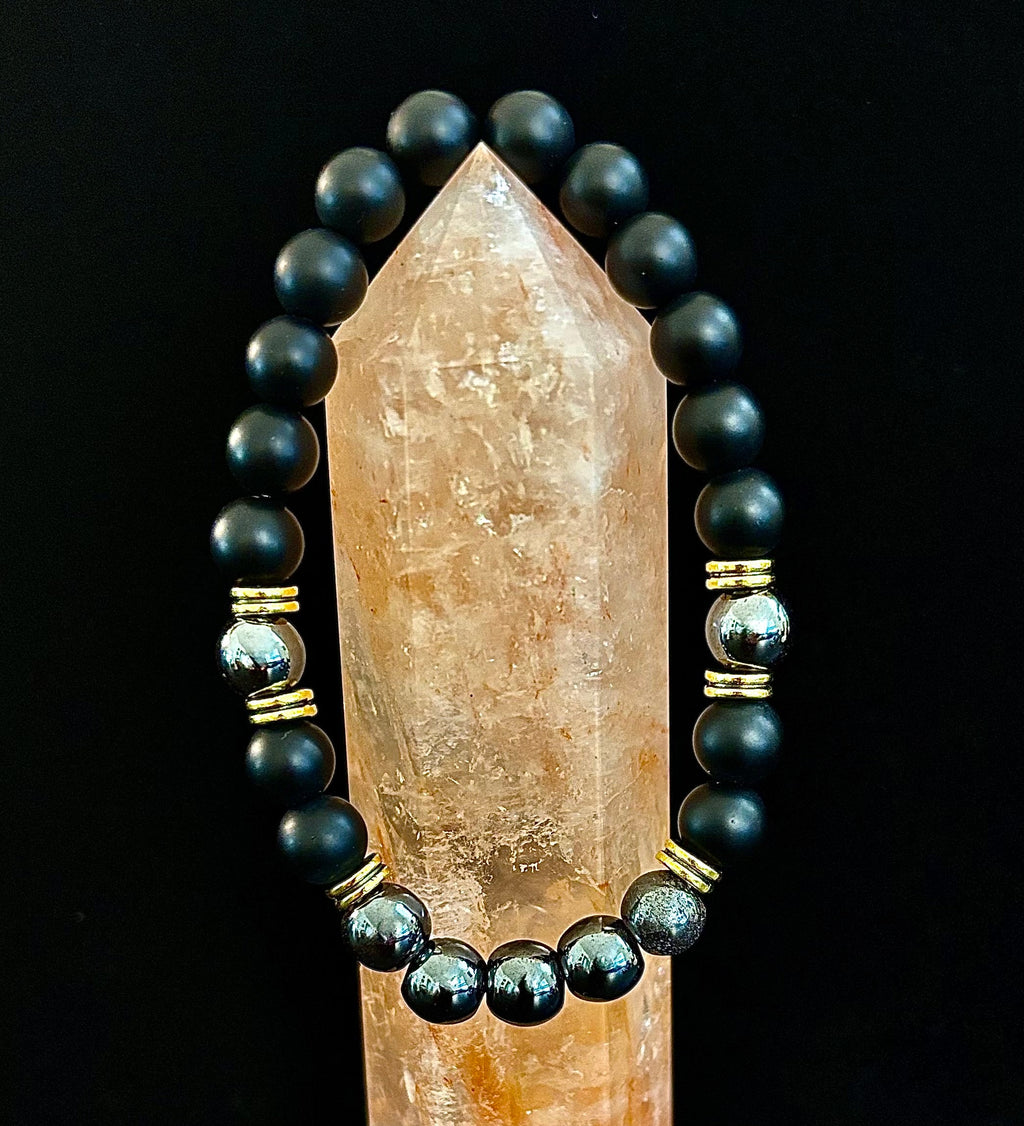 Grounding & Balance Black Obsidian and Hematite Bracelet