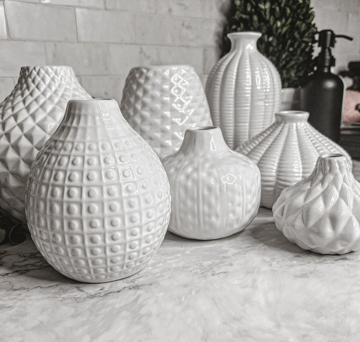 Whitney White Ceramic Textured Vases Artisan Collection - Image 15