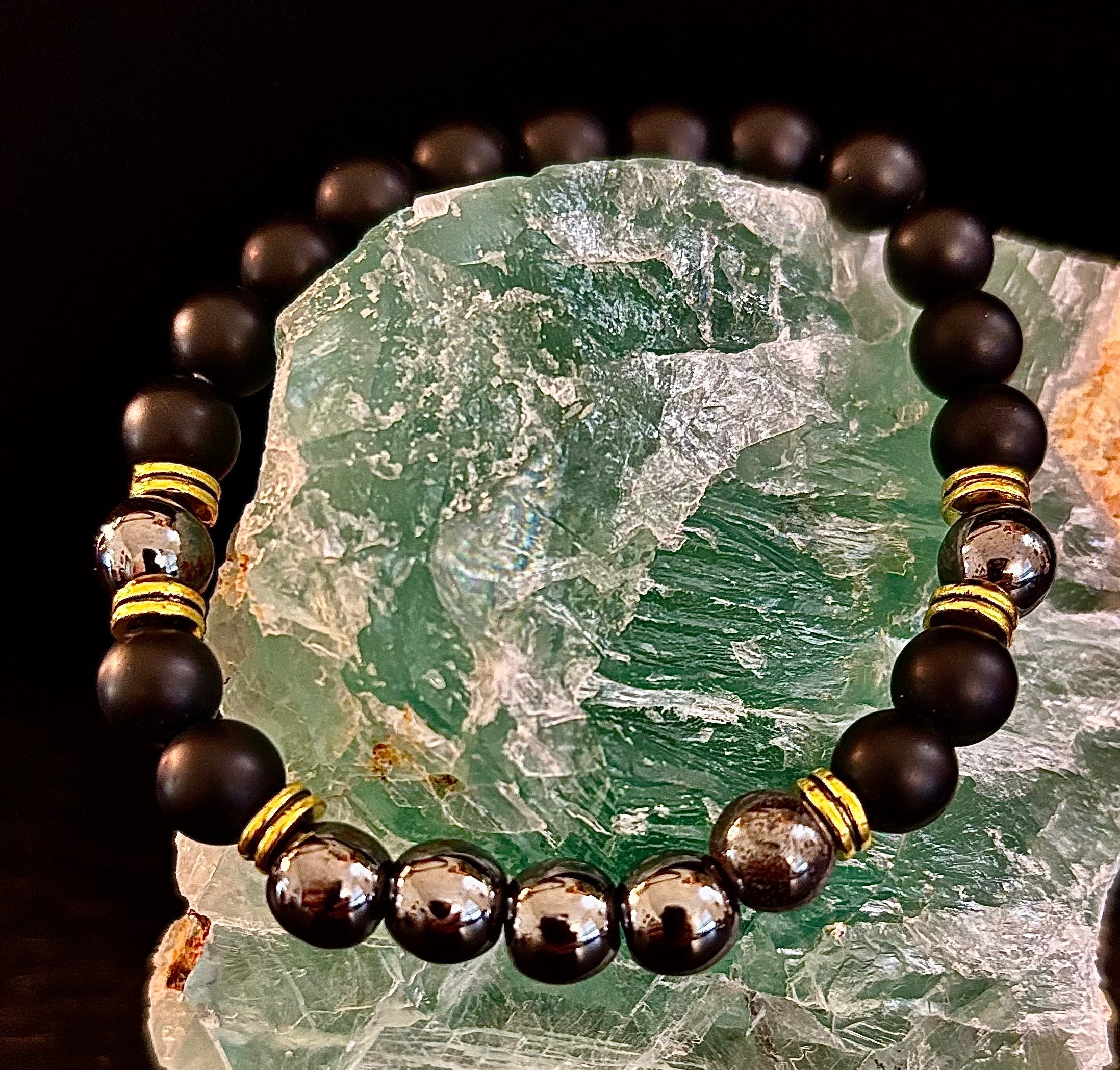 Grounding & Balance Black Obsidian and Hematite Bracelet