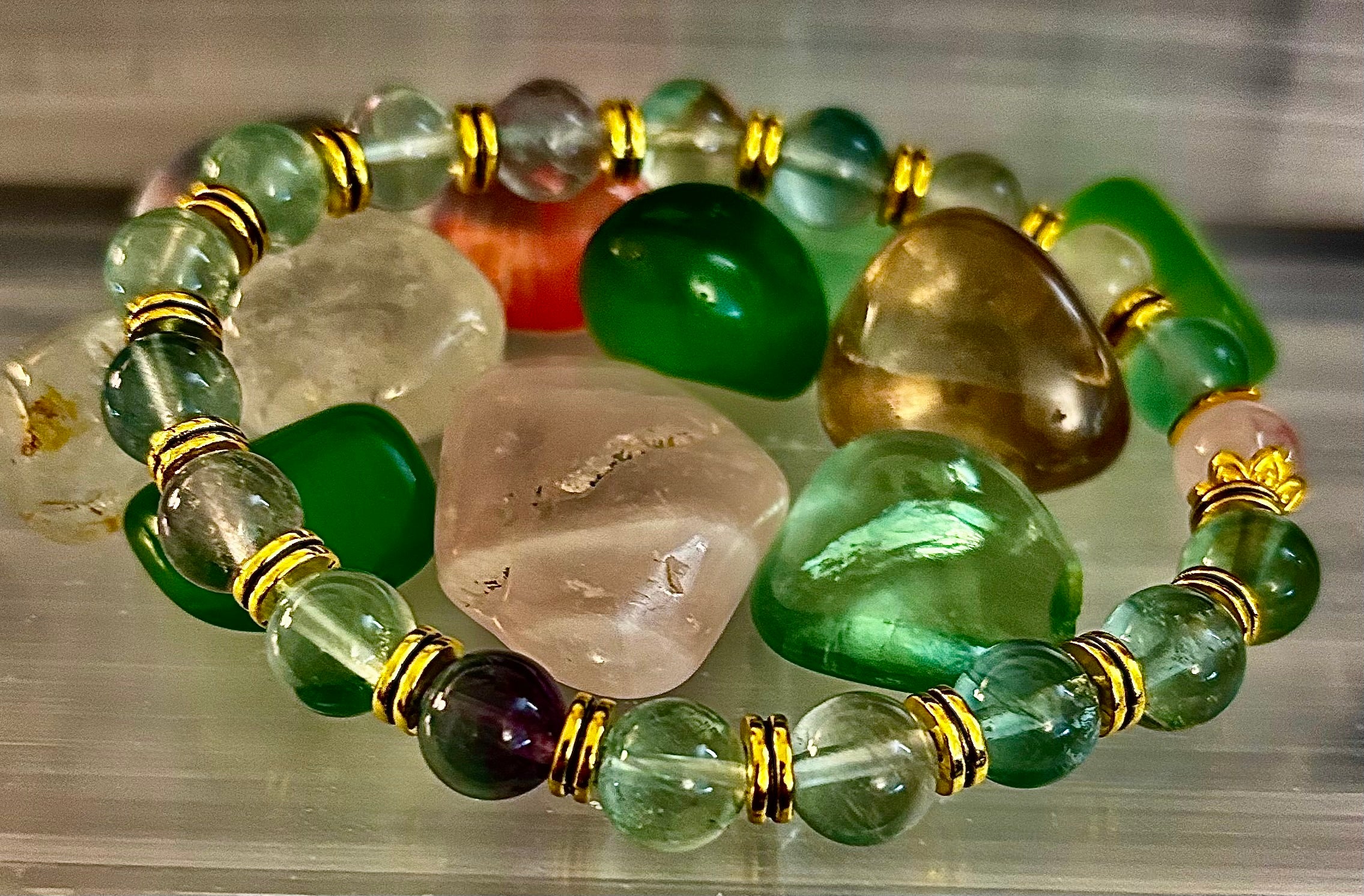 Find Your Calm with Our Inner Peace Rainbow Fluorite & Rose Quartz Bracelet