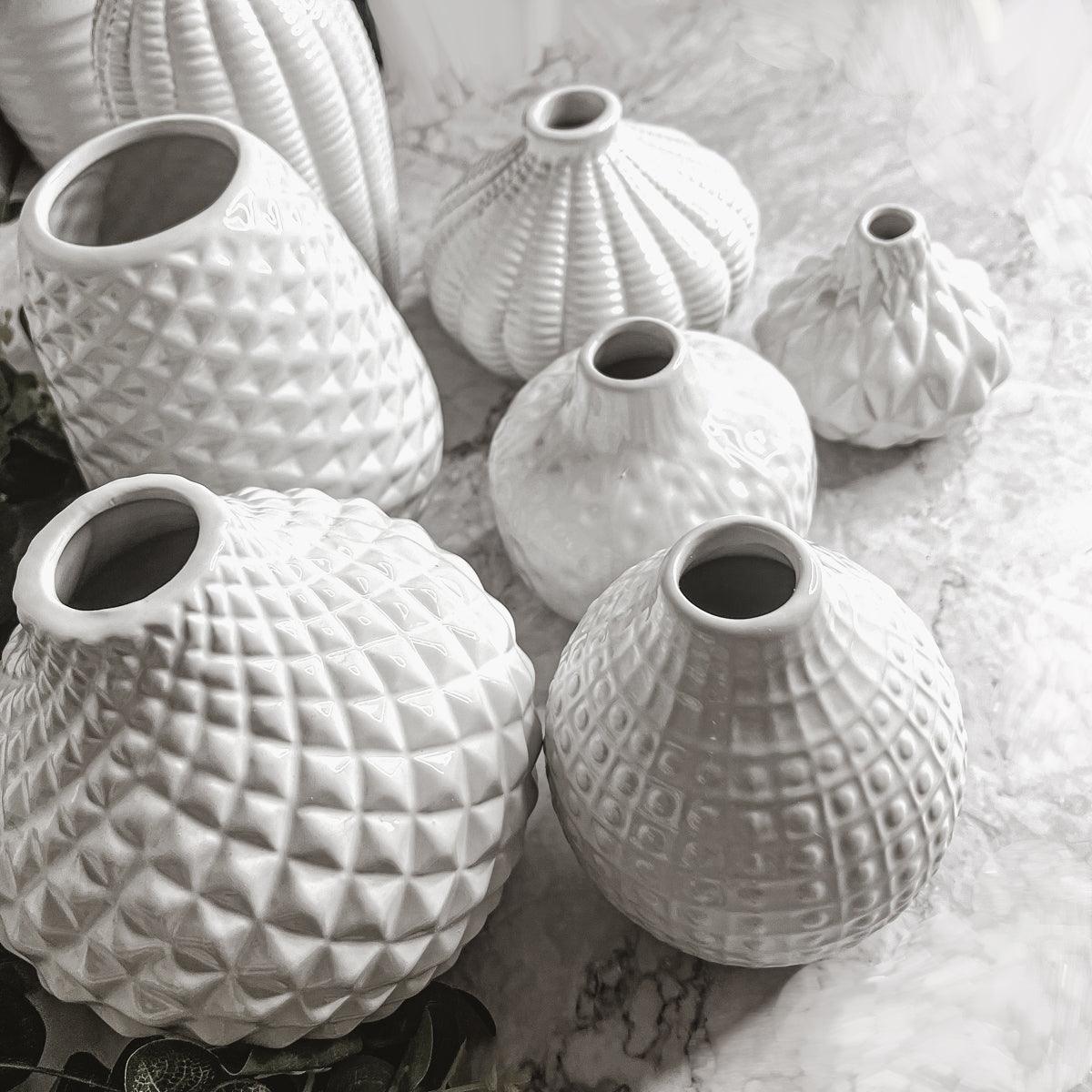 Whitney White Ceramic Textured Vases Artisan Collection - Image 9