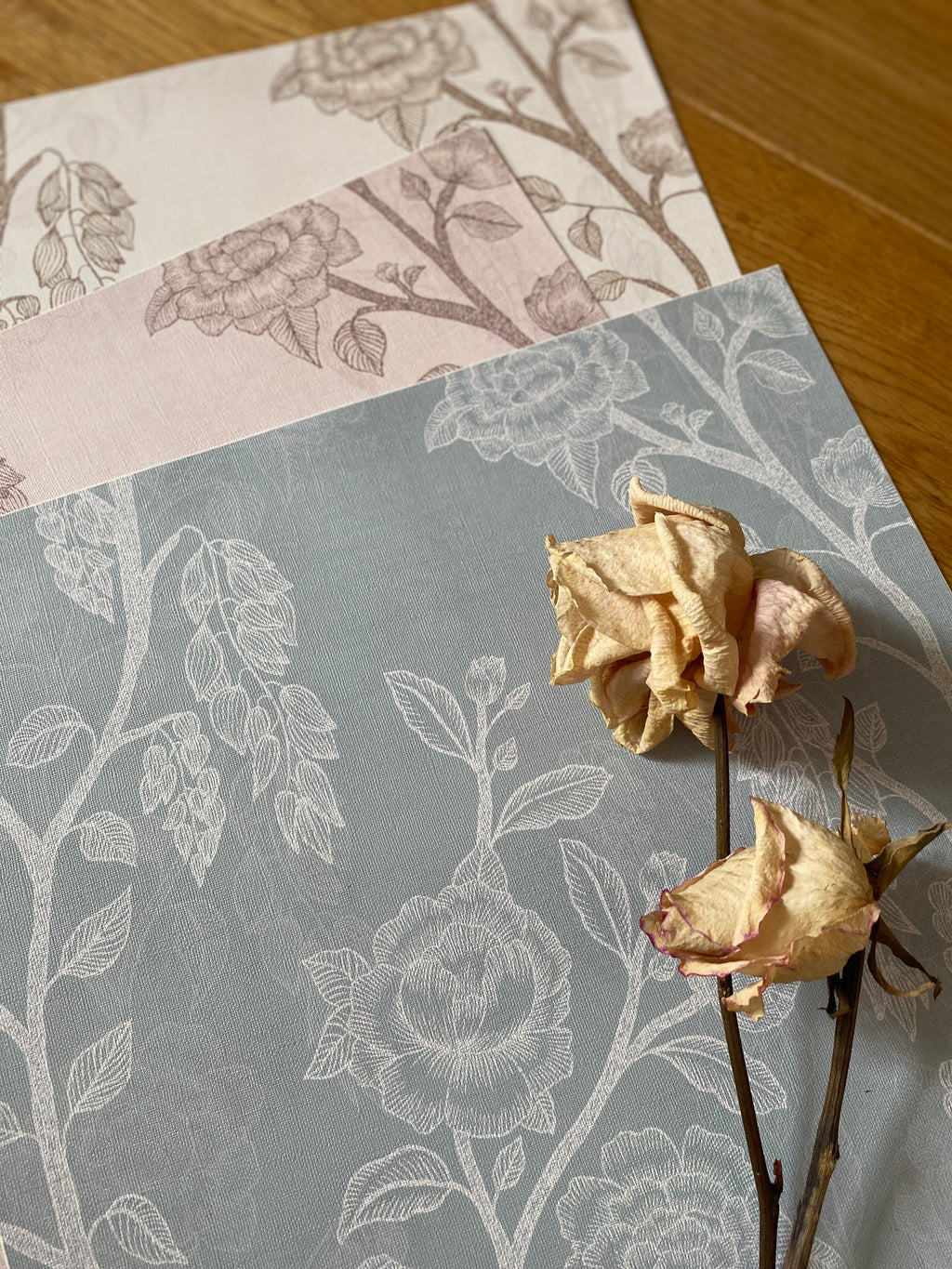 Marina Floral Removable Wallpaper in Sage-Green and Blush-Pink