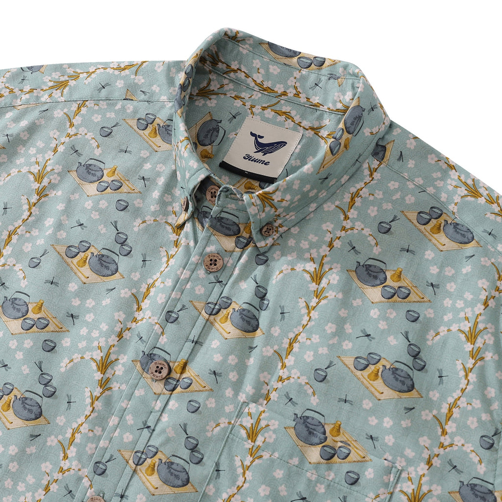 Men's Tea Ceremony Aloha Shirt, Relaxed Fit Cotton Button-Down