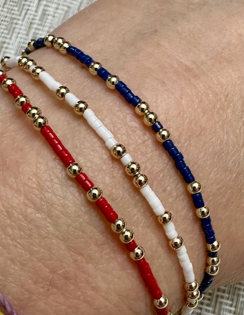 14K Gold Filled 2.5mm & Red Bead Bracelet