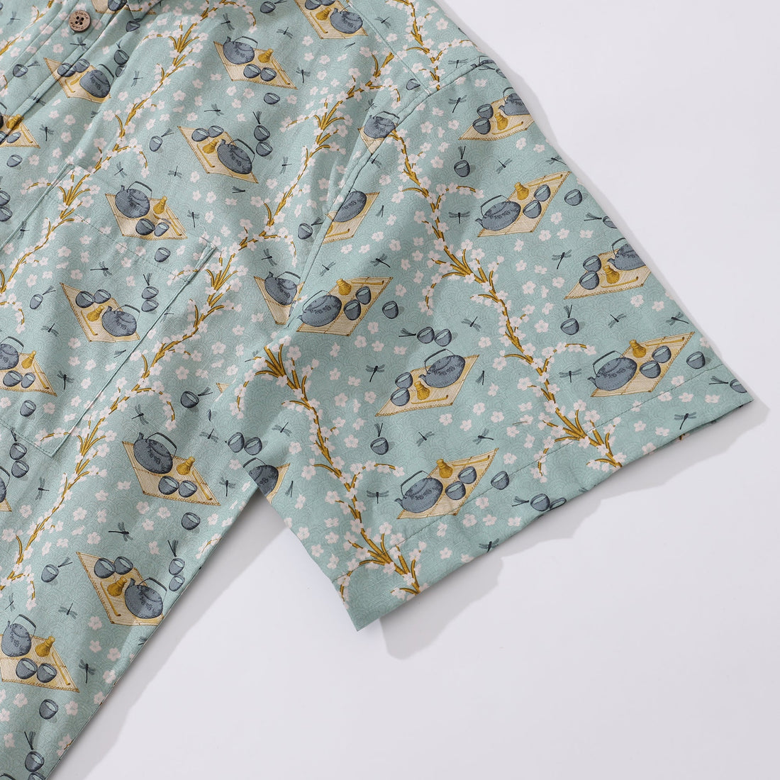 Men's Tea Ceremony Aloha Shirt, Relaxed Fit Cotton Button-Down