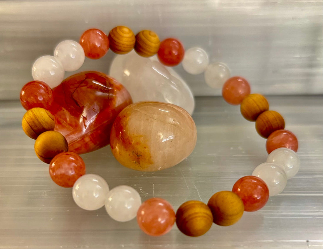 White Witch Intuition and Aura Cleansing Crystal Bead Bracelet