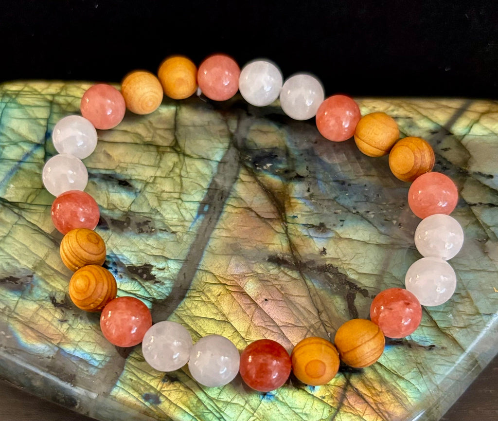 White Witch Intuition & Aura Cleansing Bracelet – Palo Santo, Selenite & Smoky Quartz