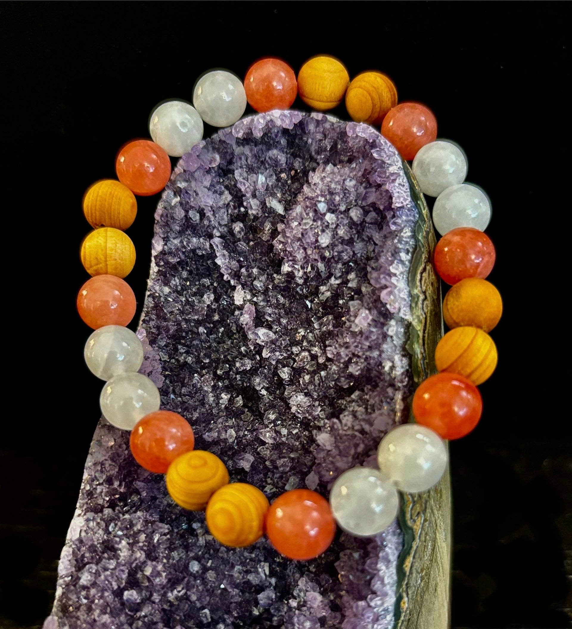 White Witch Intuition and Aura Cleansing Crystal Bead Bracelet