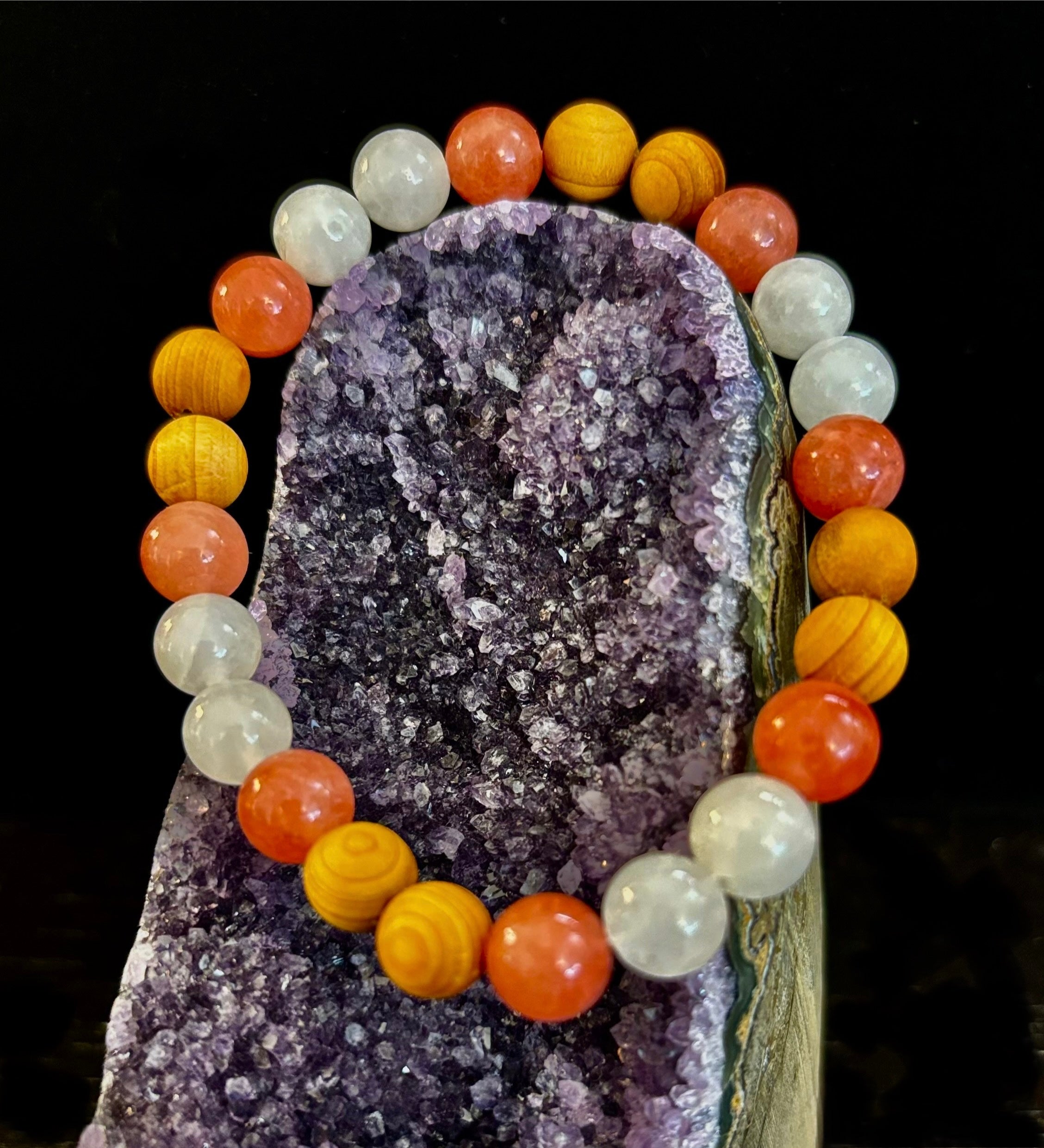 White Witch Intuition & Aura Cleansing Bracelet – Palo Santo, Selenite & Smoky Quartz