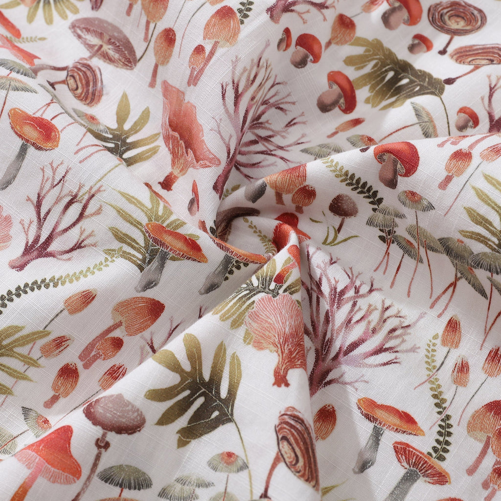 Men's Mushroom Print Hawaiian Short Sleeve Cotton Button-Down Shirt