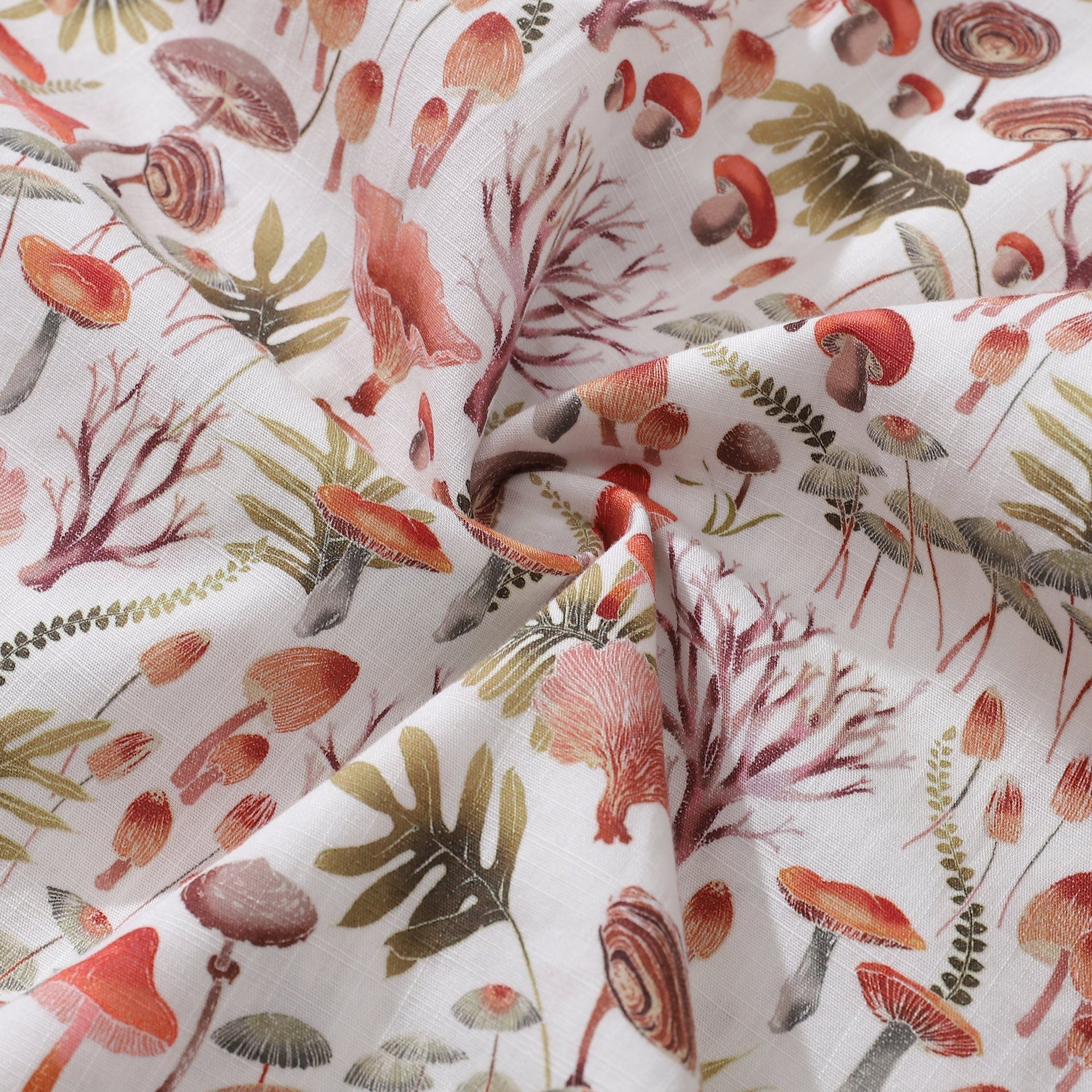Men's Mushroom Print Hawaiian Short Sleeve Cotton Button-Down Shirt