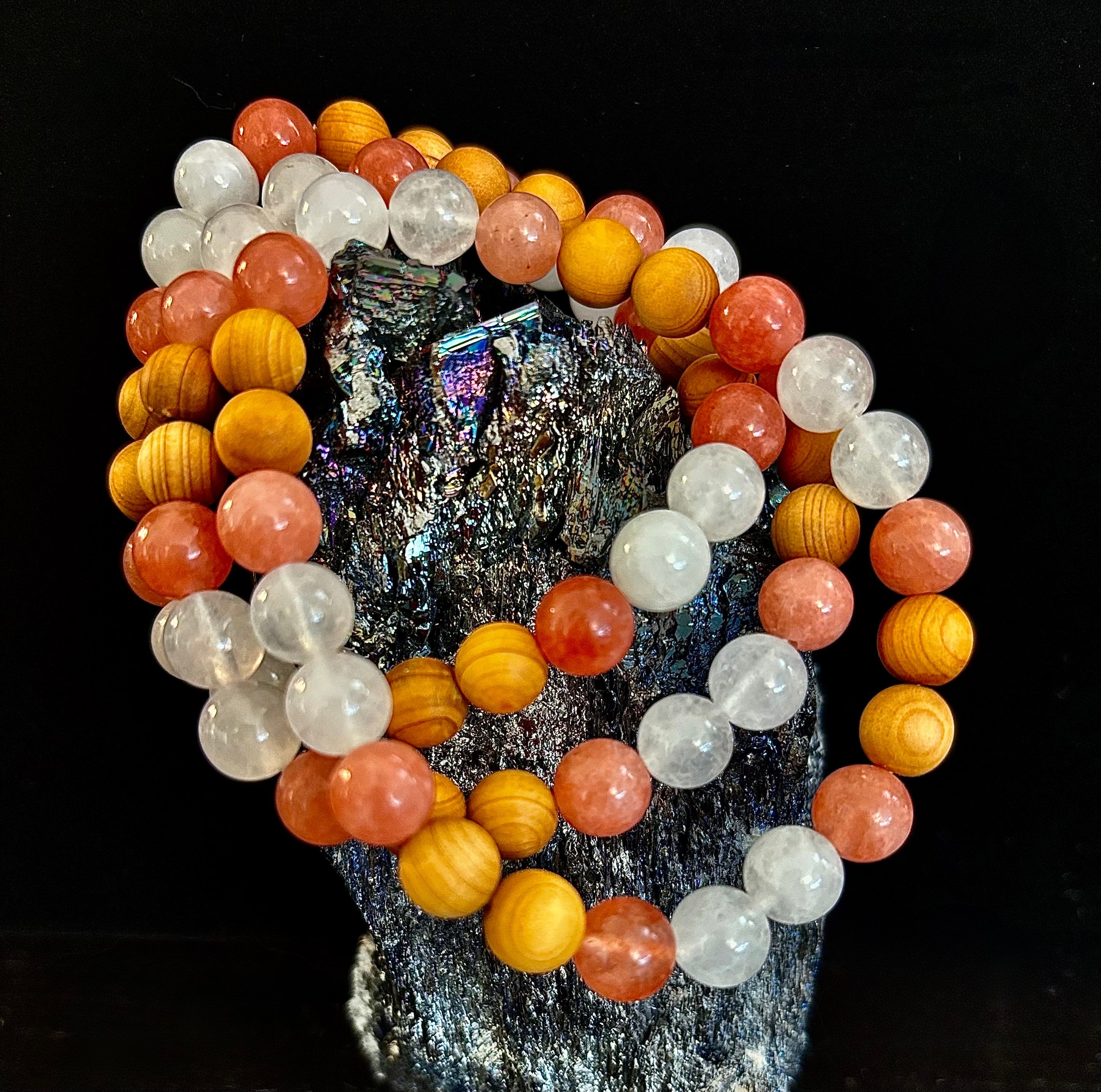 White Witch Intuition & Aura Cleansing Bracelet – Palo Santo, Selenite & Smoky Quartz