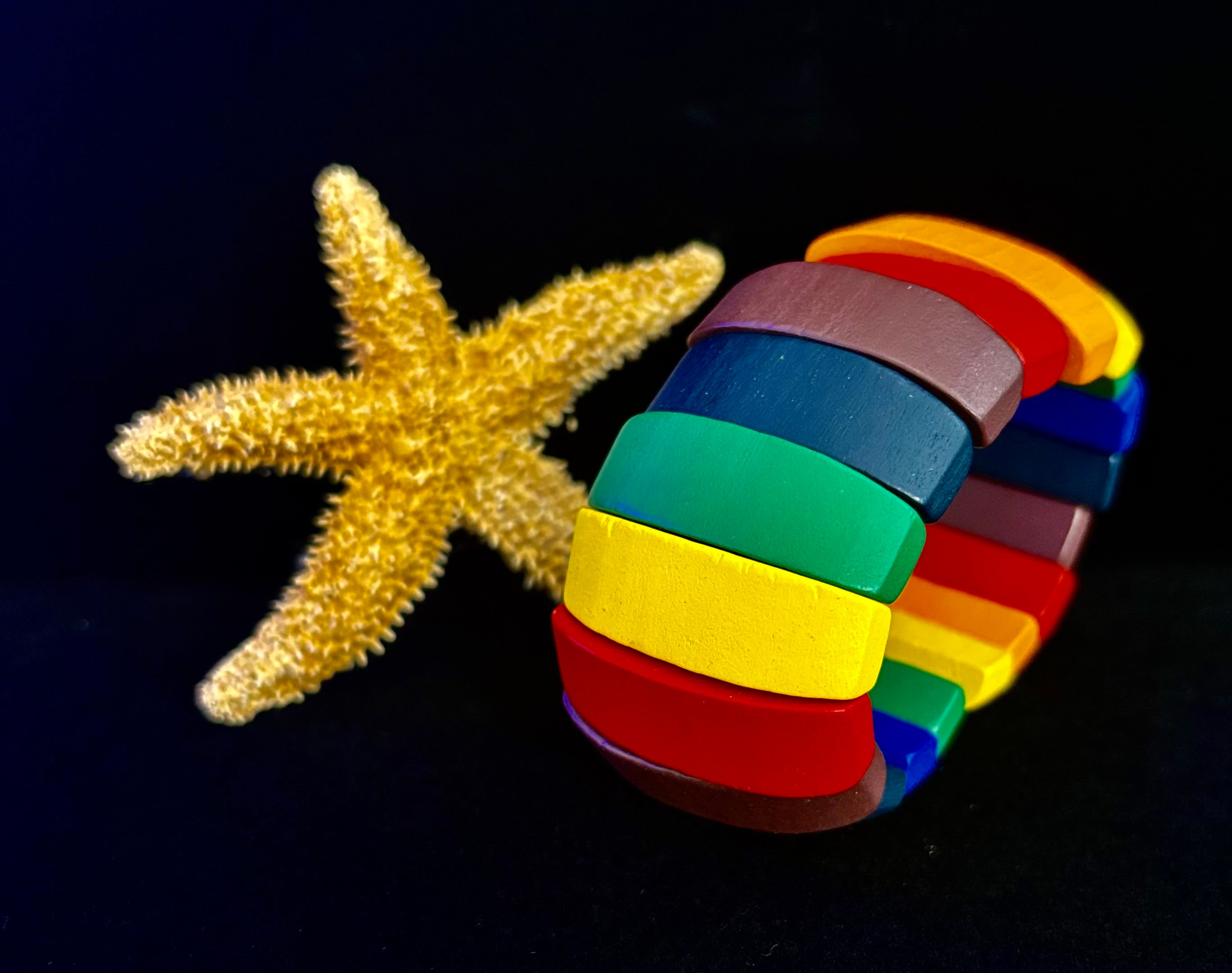 Progressive Pride Wide Wooden Bead Bracelet – Vintage Boho Style