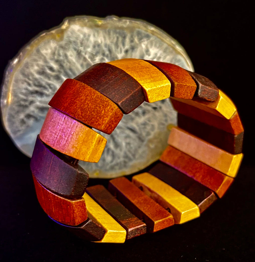 Bohemia Style Literary Retro Elastic Wood Beaded Bracelet – Gradient Brown Tones