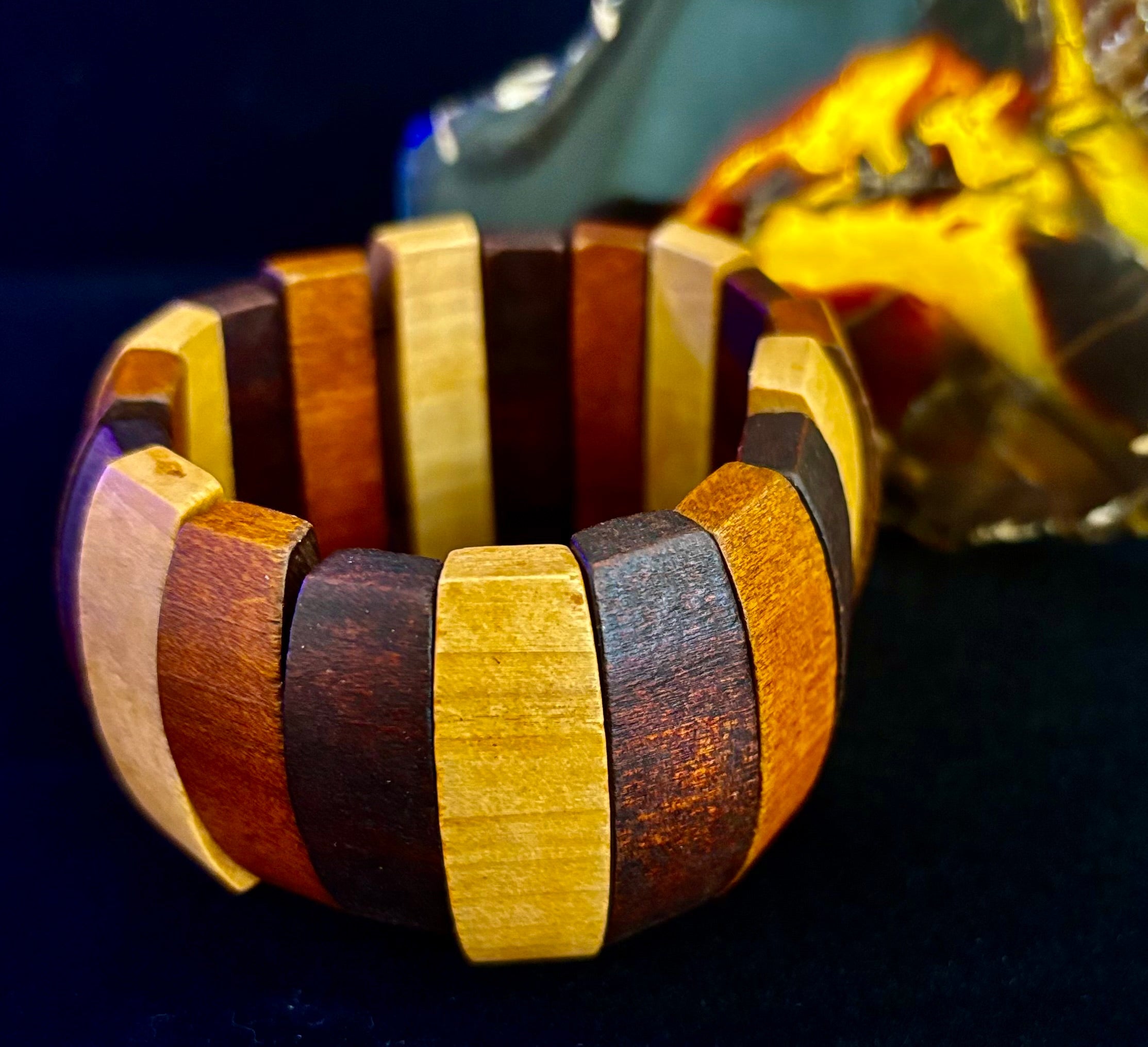 Bohemia Style Literary Retro Elastic Wood Beaded Bracelet – Gradient Brown Tones