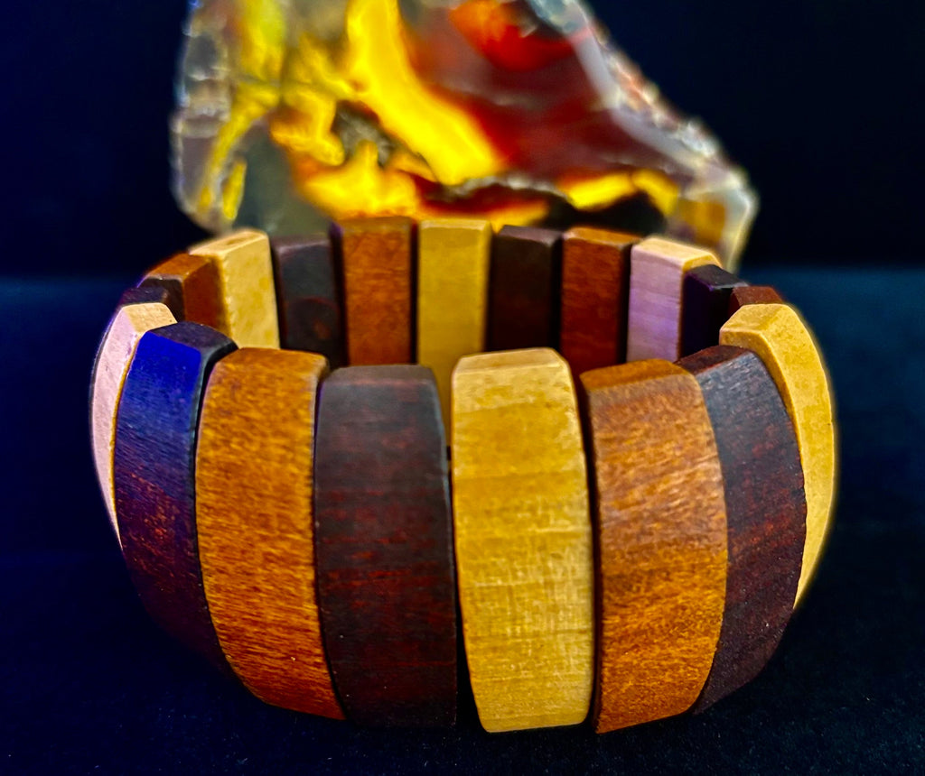 Bohemia Style Literary Retro Elastic Wood Beaded Bracelet – Gradient Brown Tones