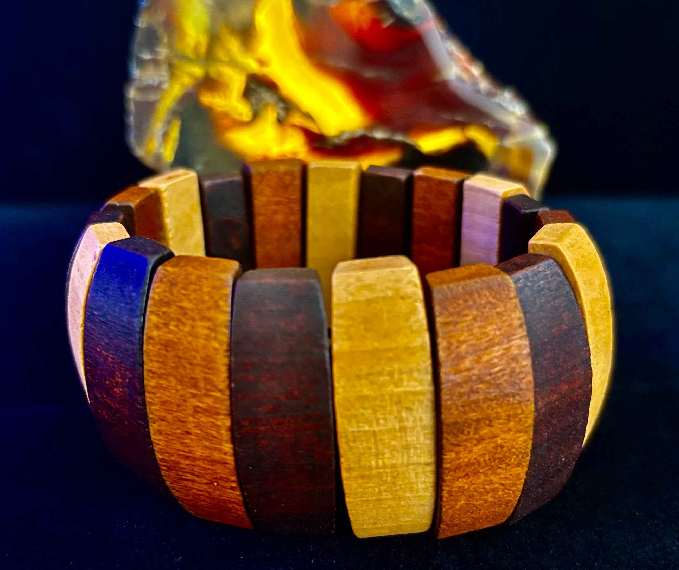 Bohemia Style Literary Retro Elastic Wood Beaded Bracelet – Gradient Brown Tones