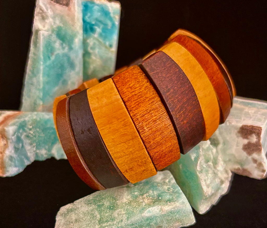 Bohemia Style Literary Retro Elastic Wood Beaded Bracelet – Gradient Brown Tones