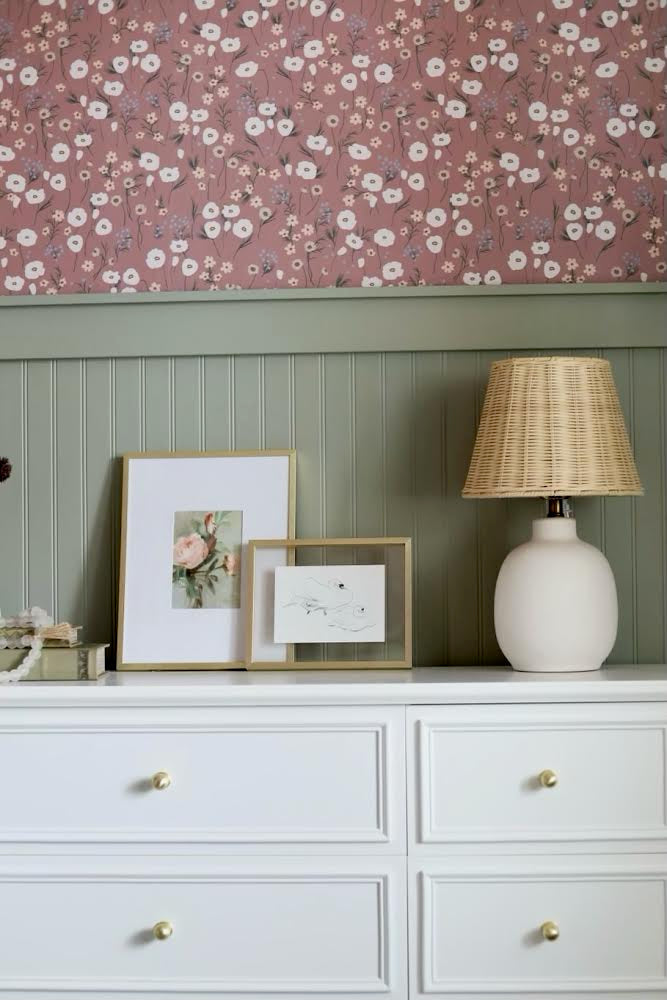 Elena Floral Wallpaper in Dusty-Rose and White