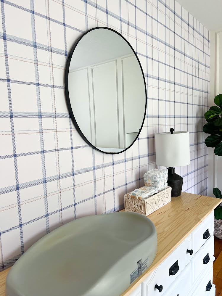 Keaton Plaid Wallpaper in White and Blue