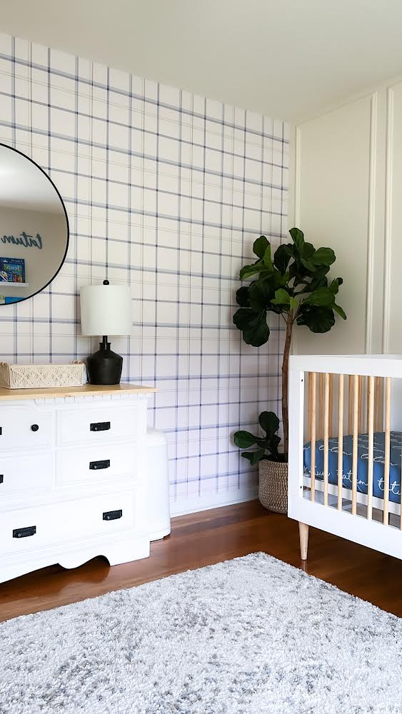 Keaton Plaid Wallpaper in White and Blue