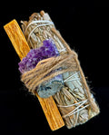 4" White Sage, Palo Santo & Amethyst Crystal Cleansing Bundle – Ethically Sourced from Mexico